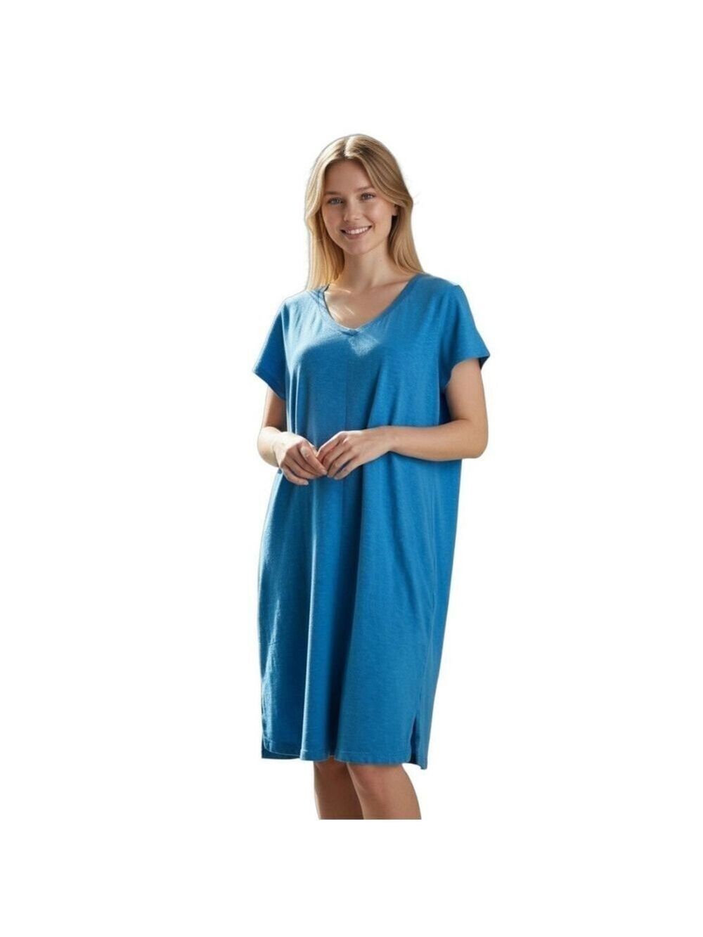 J. Jill Short Sleeve Knit Dress In Blue Sz S